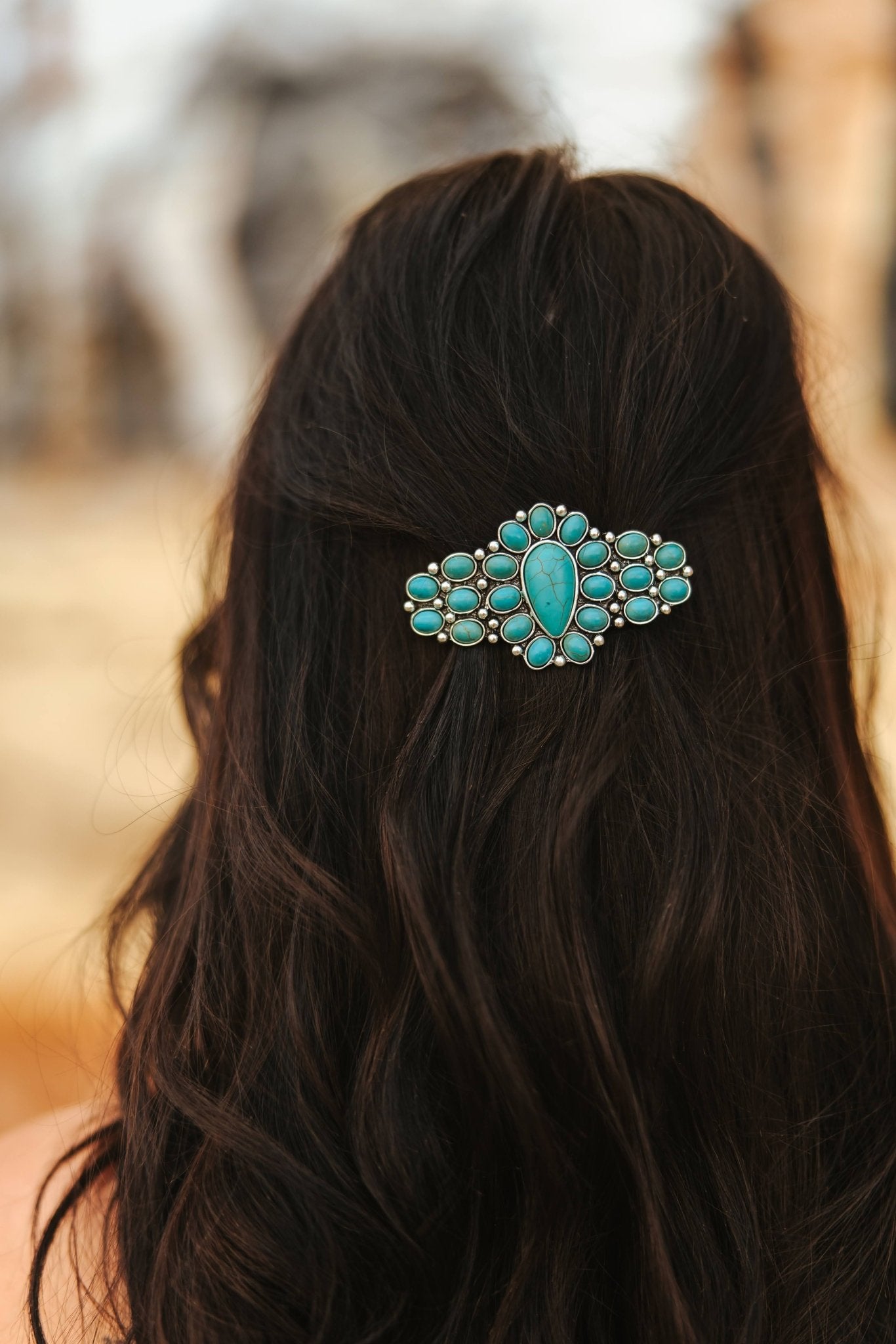Turquoise Cluster Hair Barrette Clip