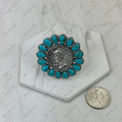 Turquoise Cluster Liberty Coin Cuff Ring