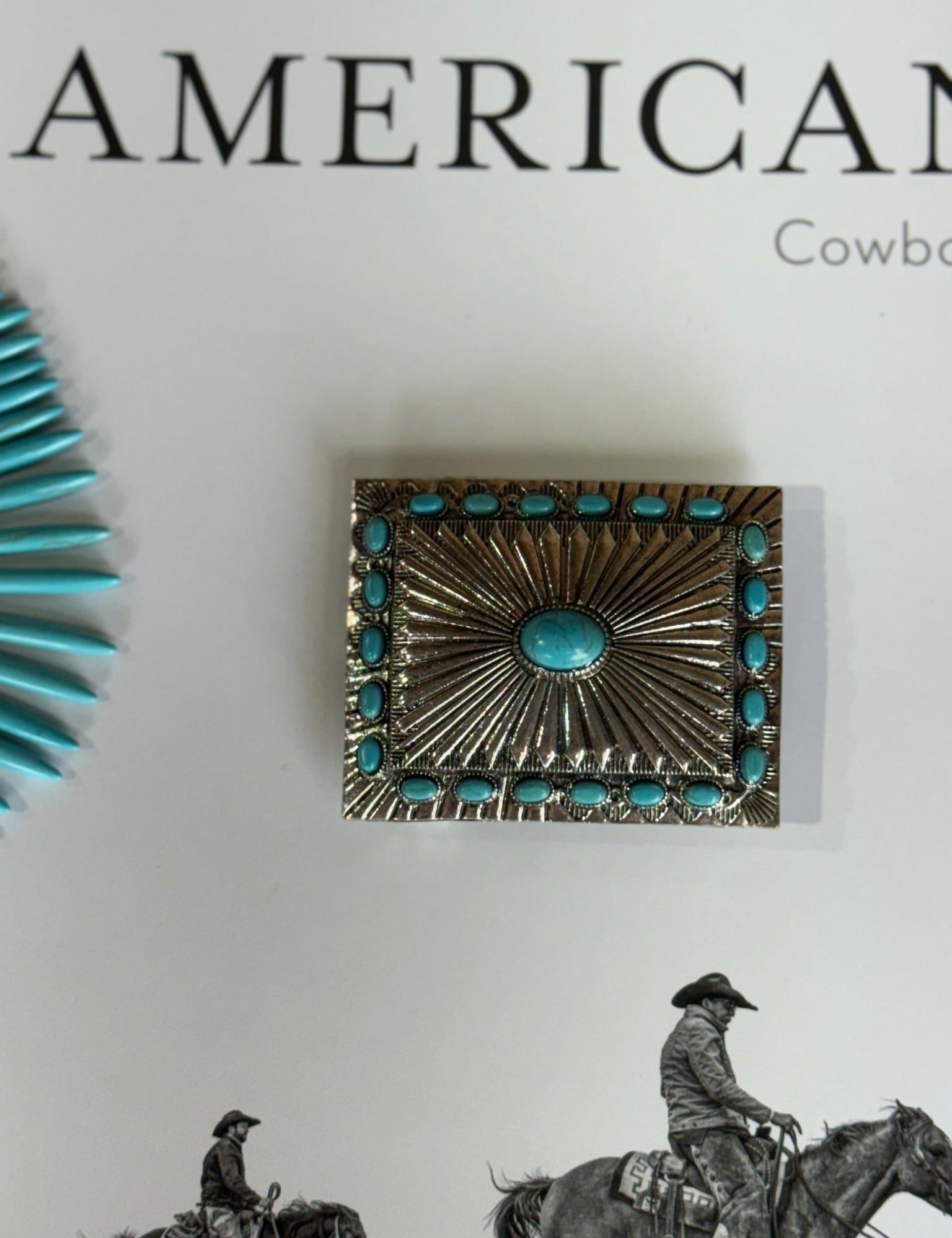 Turquoise Concho Belt Buckle