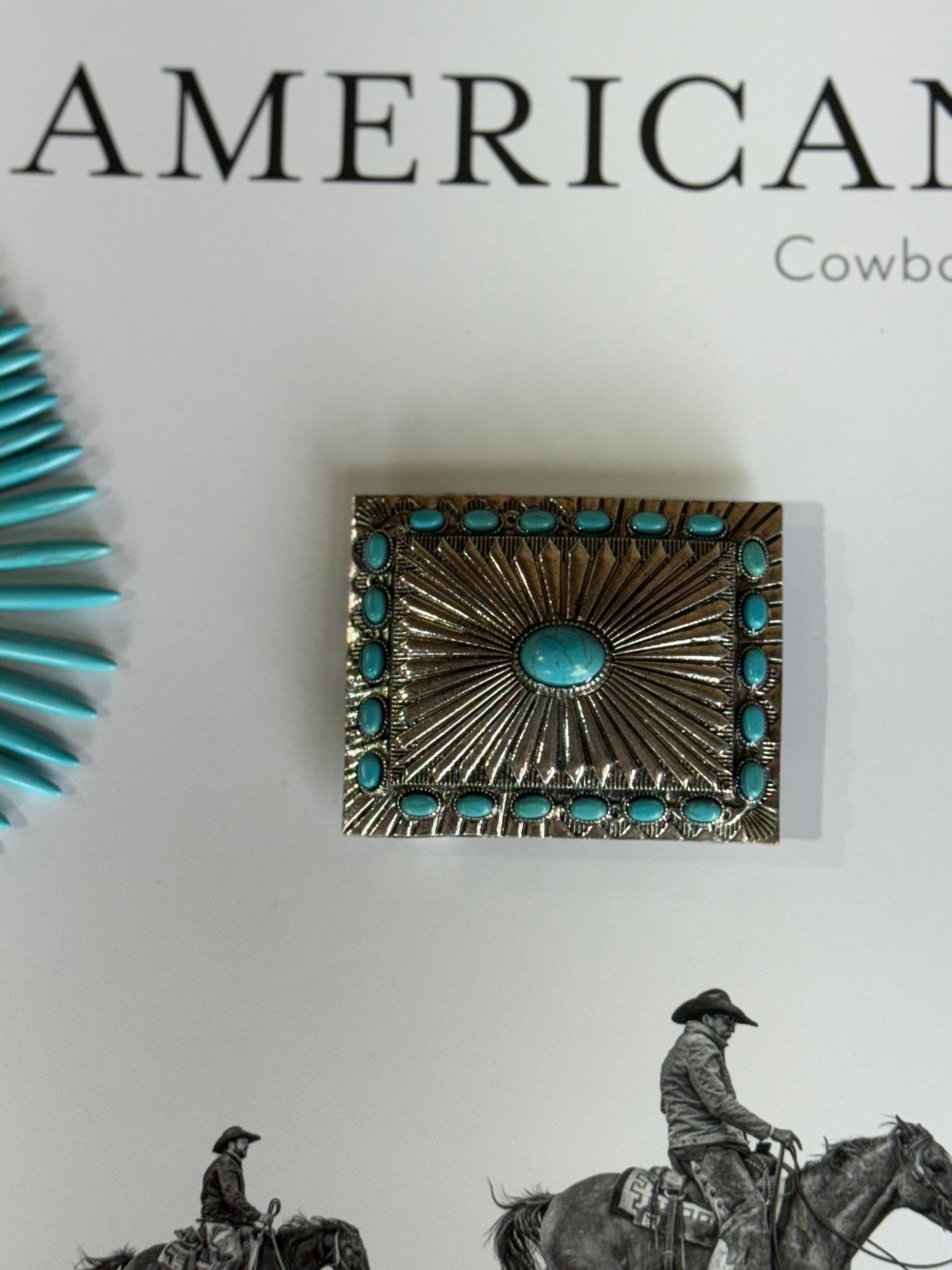 Turquoise Concho Belt Buckle