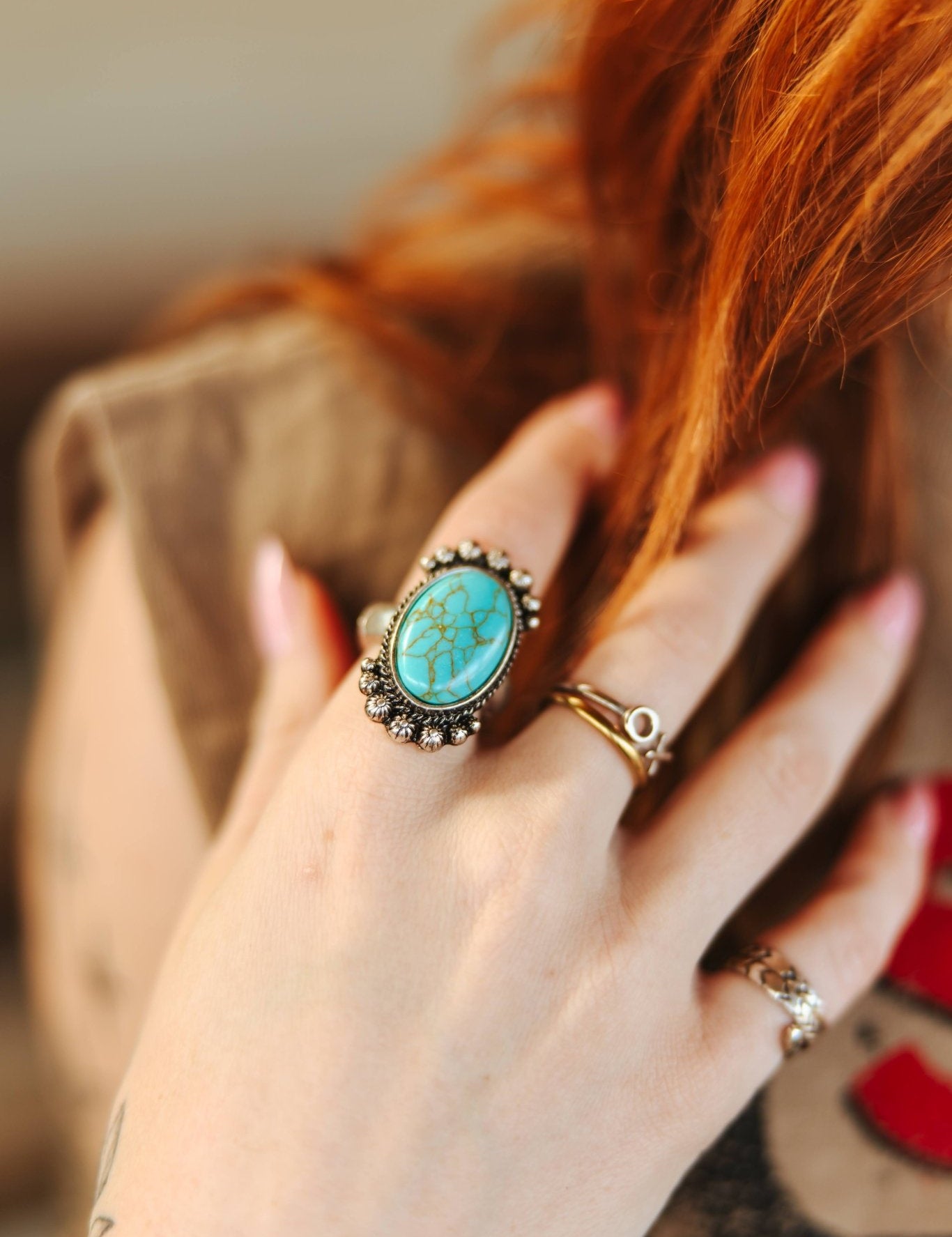 Turquoise Concho Stretch Ring