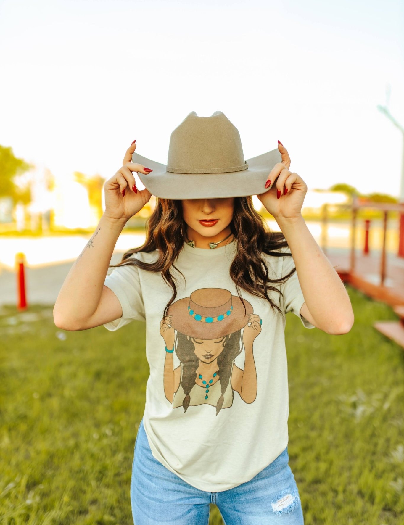 Turquoise Cowgirl Graphic TeeMultiS