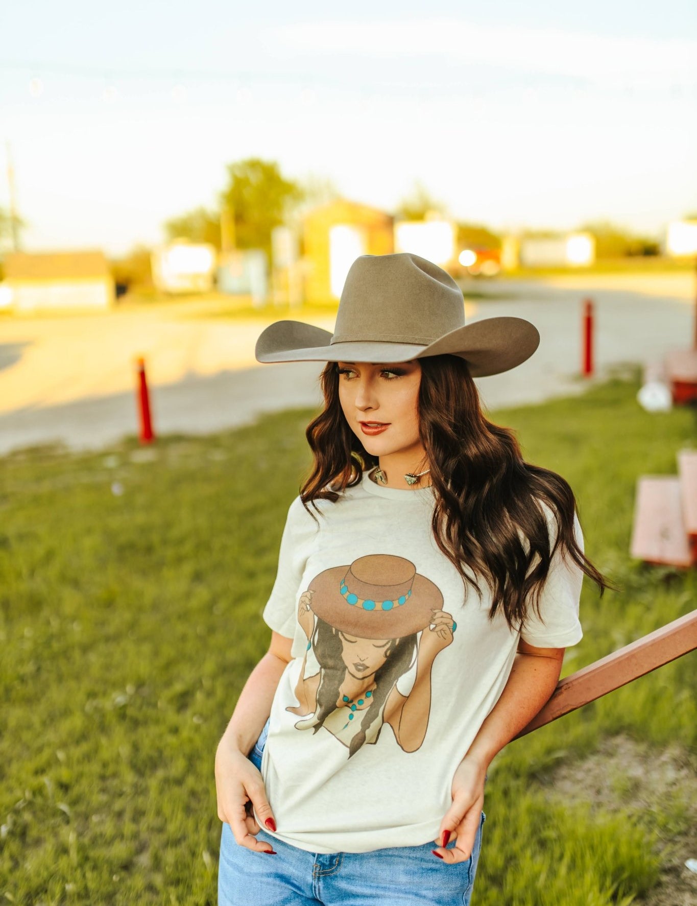 Turquoise Cowgirl Graphic TeeMultiS