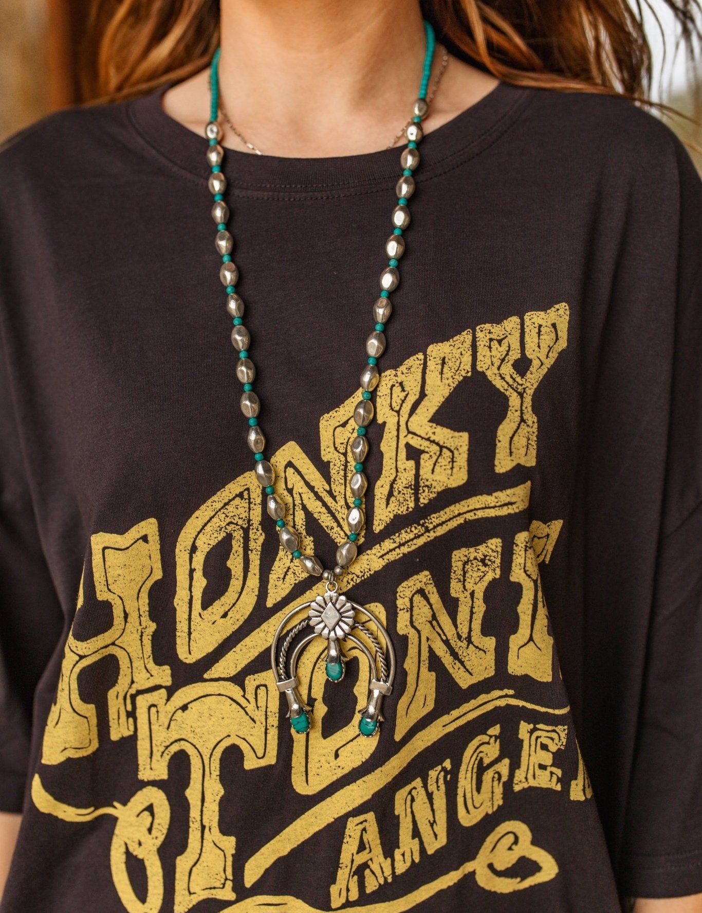 Turquoise Crescent Naja Necklace