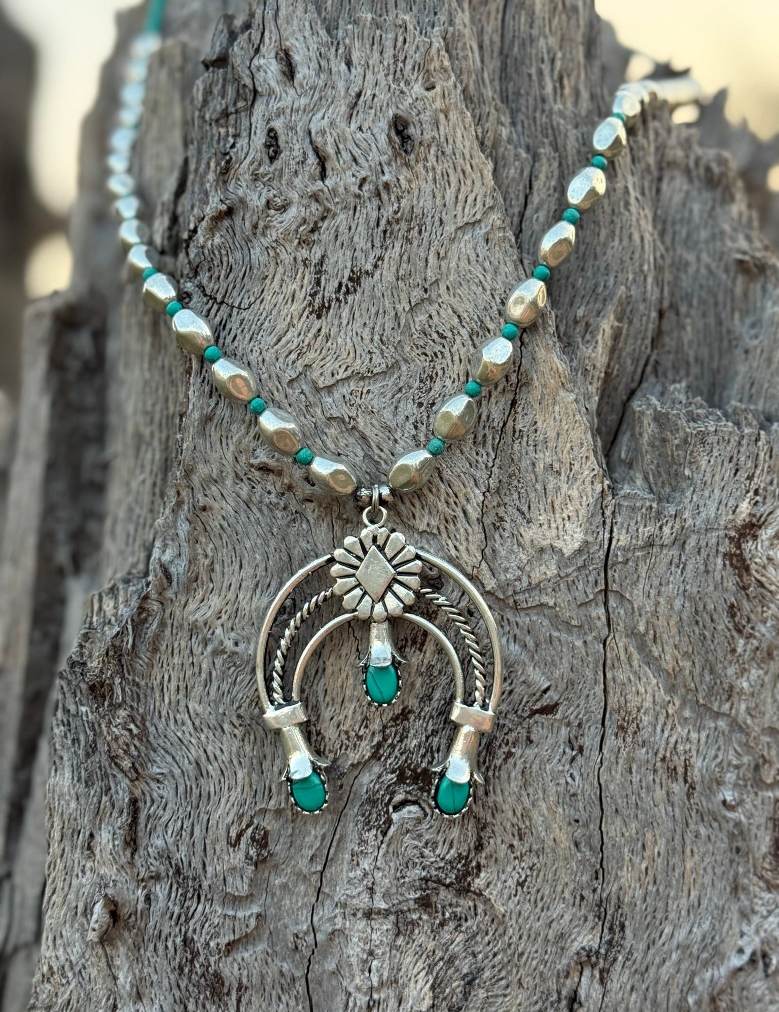 Turquoise Crescent Naja Necklace
