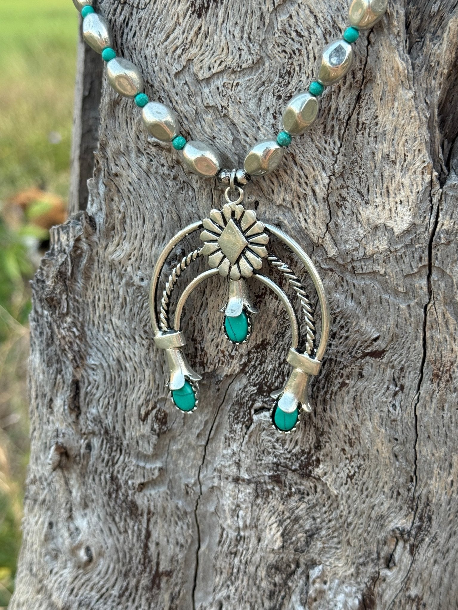 Turquoise Crescent Naja Necklace