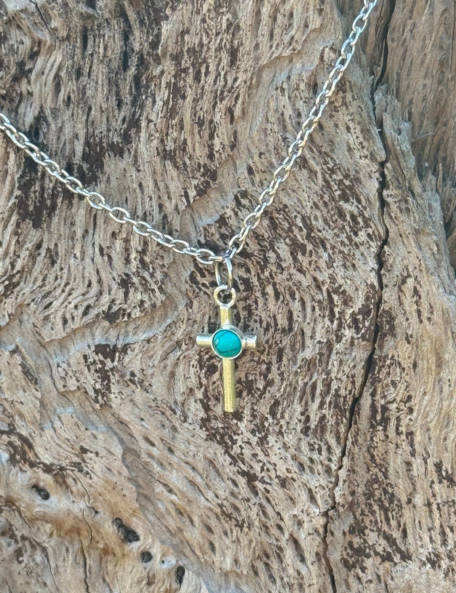 Turquoise Cross Charm Necklace