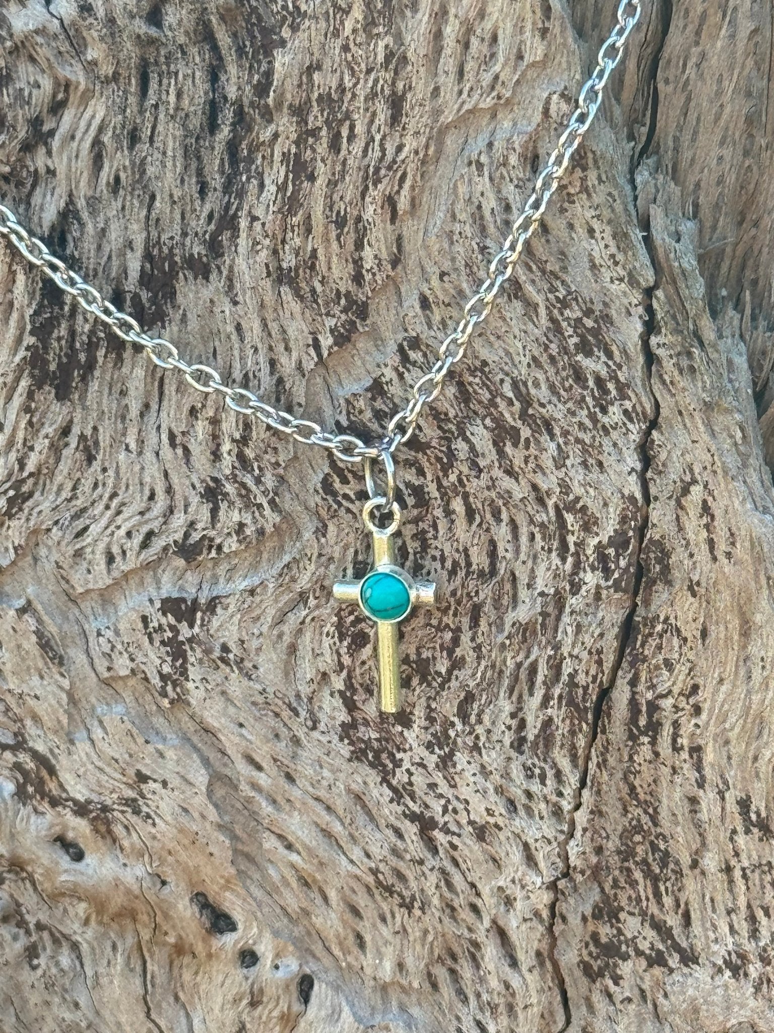 Turquoise Cross Charm Necklace