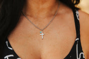 Turquoise Cross Pendant Chain Necklace
