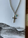 Turquoise Cross Pendant Chain Necklace