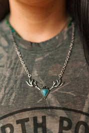 Turquoise Deer Antler Necklace