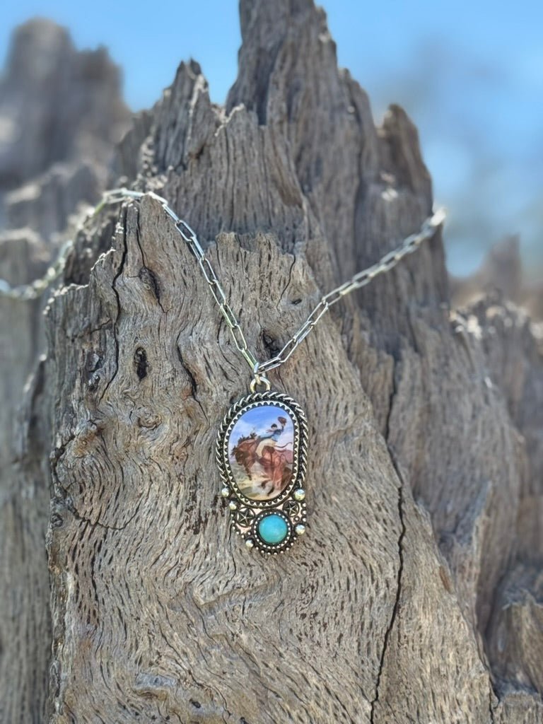 Turquoise Desert Rider Paperclip Chain Necklace