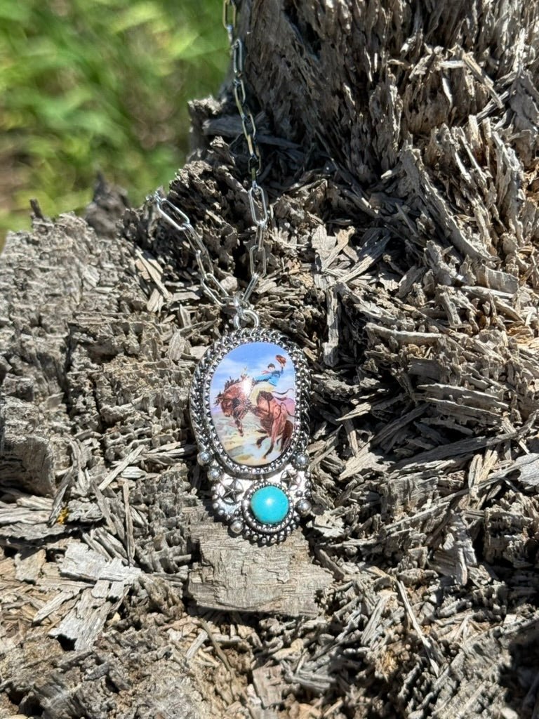 Turquoise Desert Rider Paperclip Chain Necklace