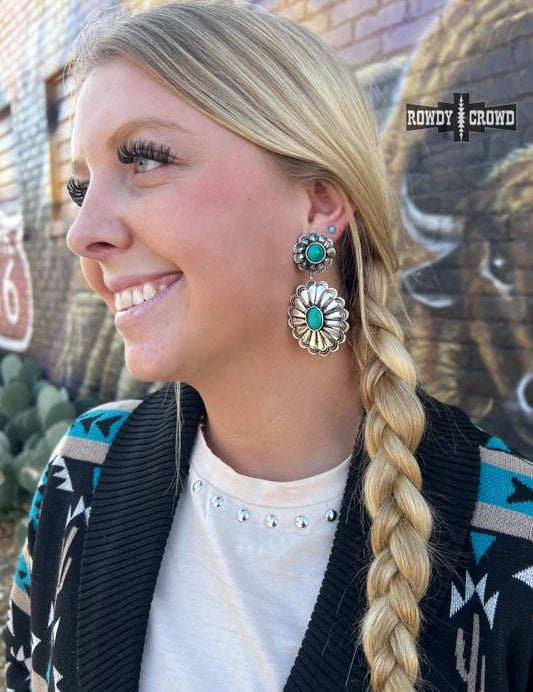 Turquoise Double Concho Earrings