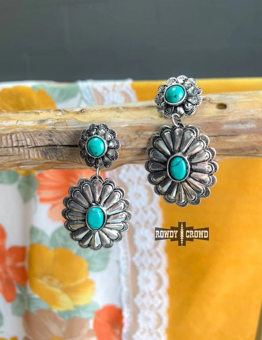 Turquoise Double Concho Earrings
