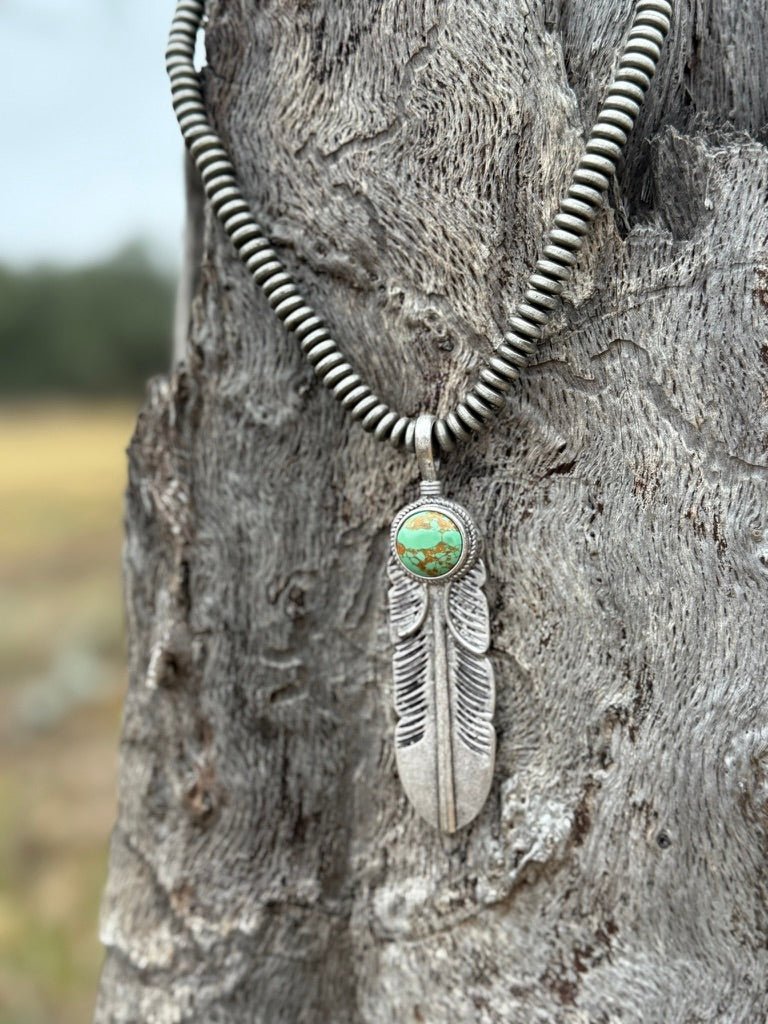 Turquoise Feather Beaded Necklace