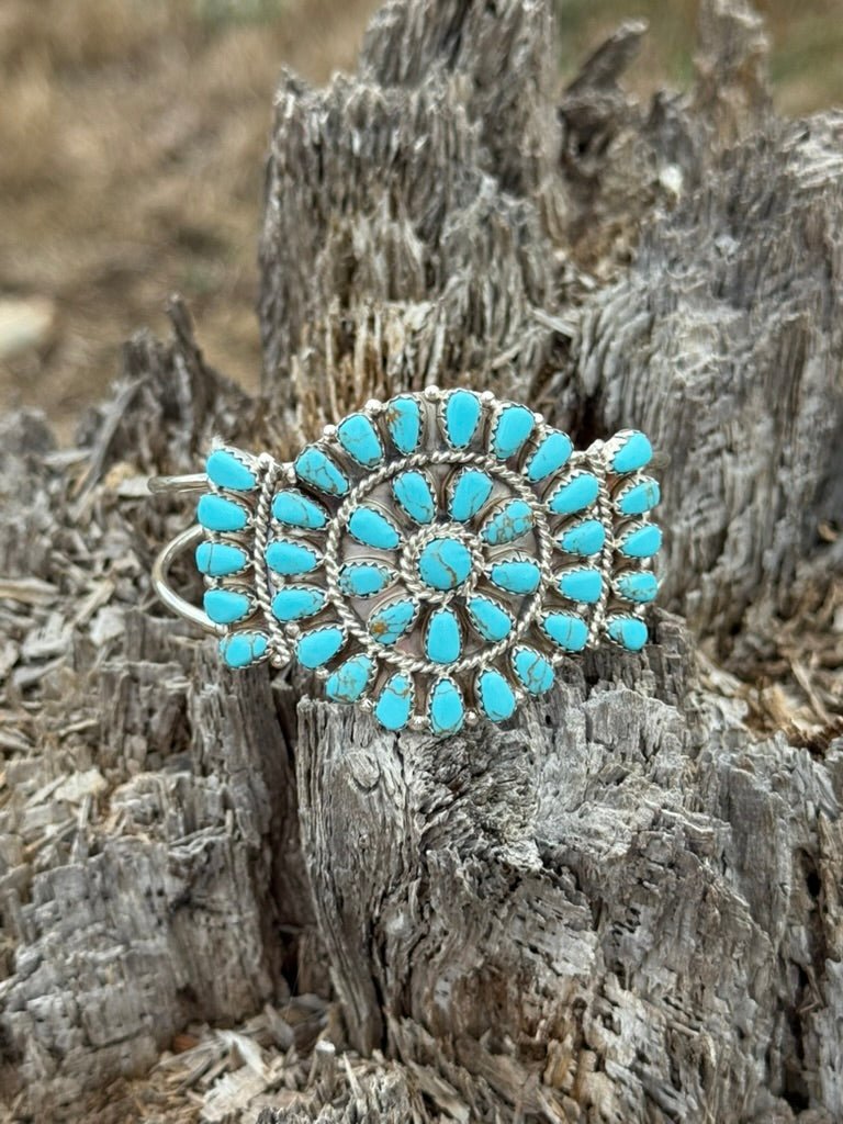 Turquoise Floral Blossom Cuff Bracelet