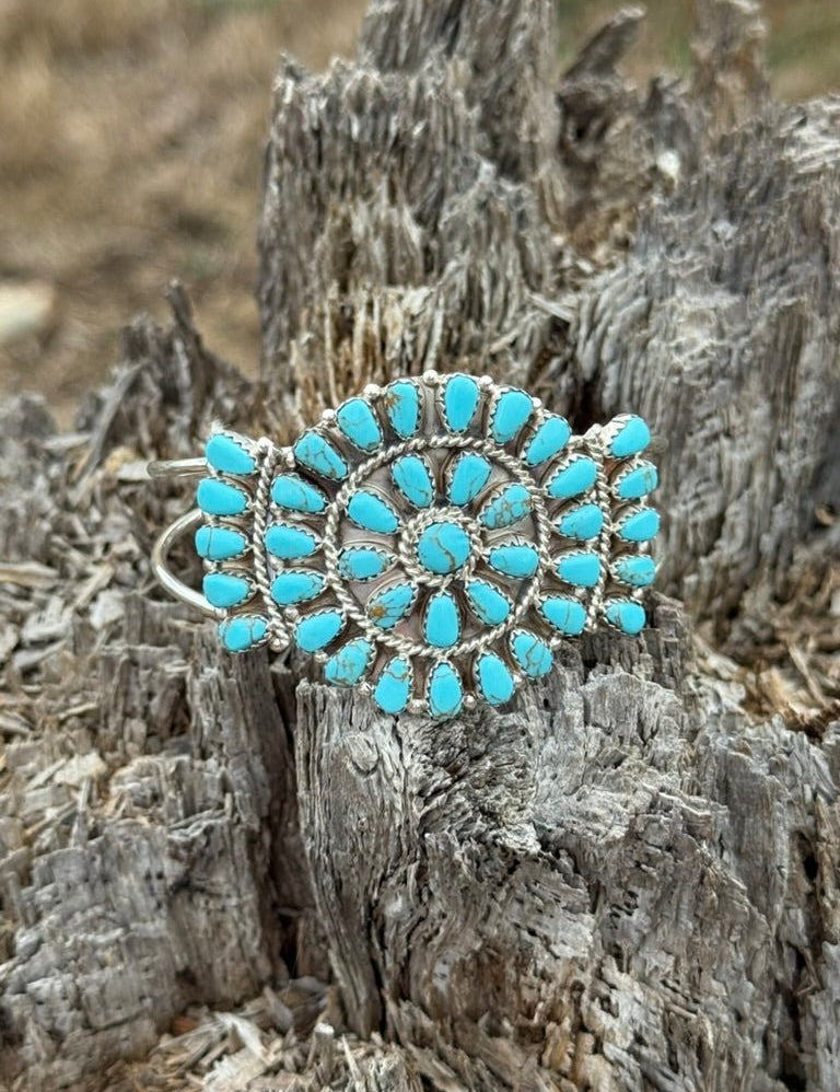 Turquoise Floral Blossom Cuff Bracelet