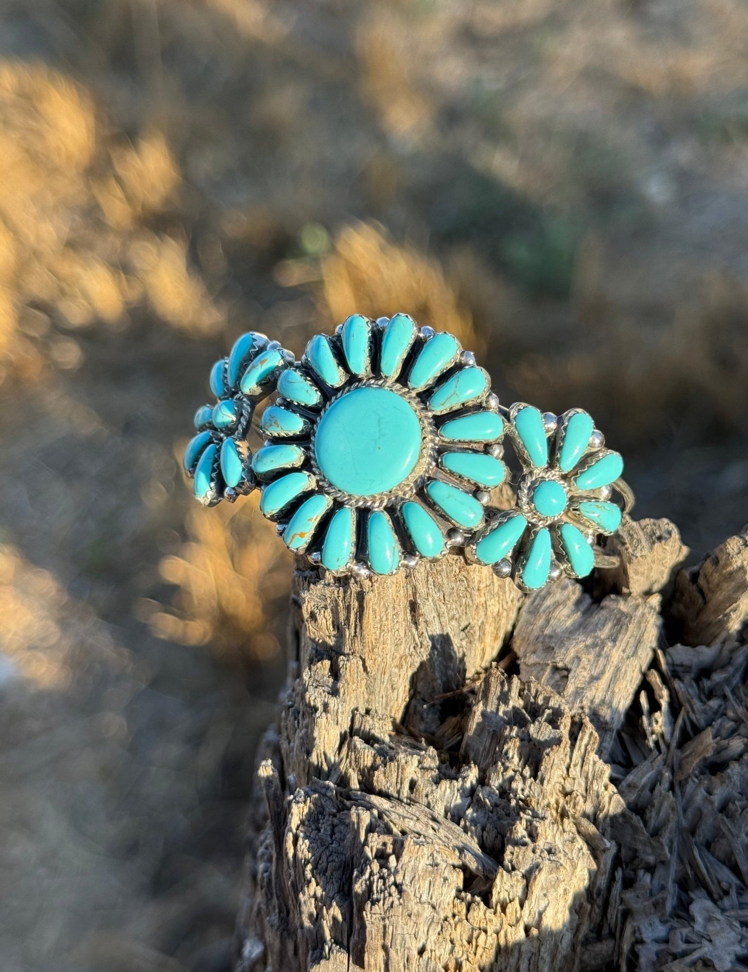 Turquoise Floral Blossom Cuff Bracelet