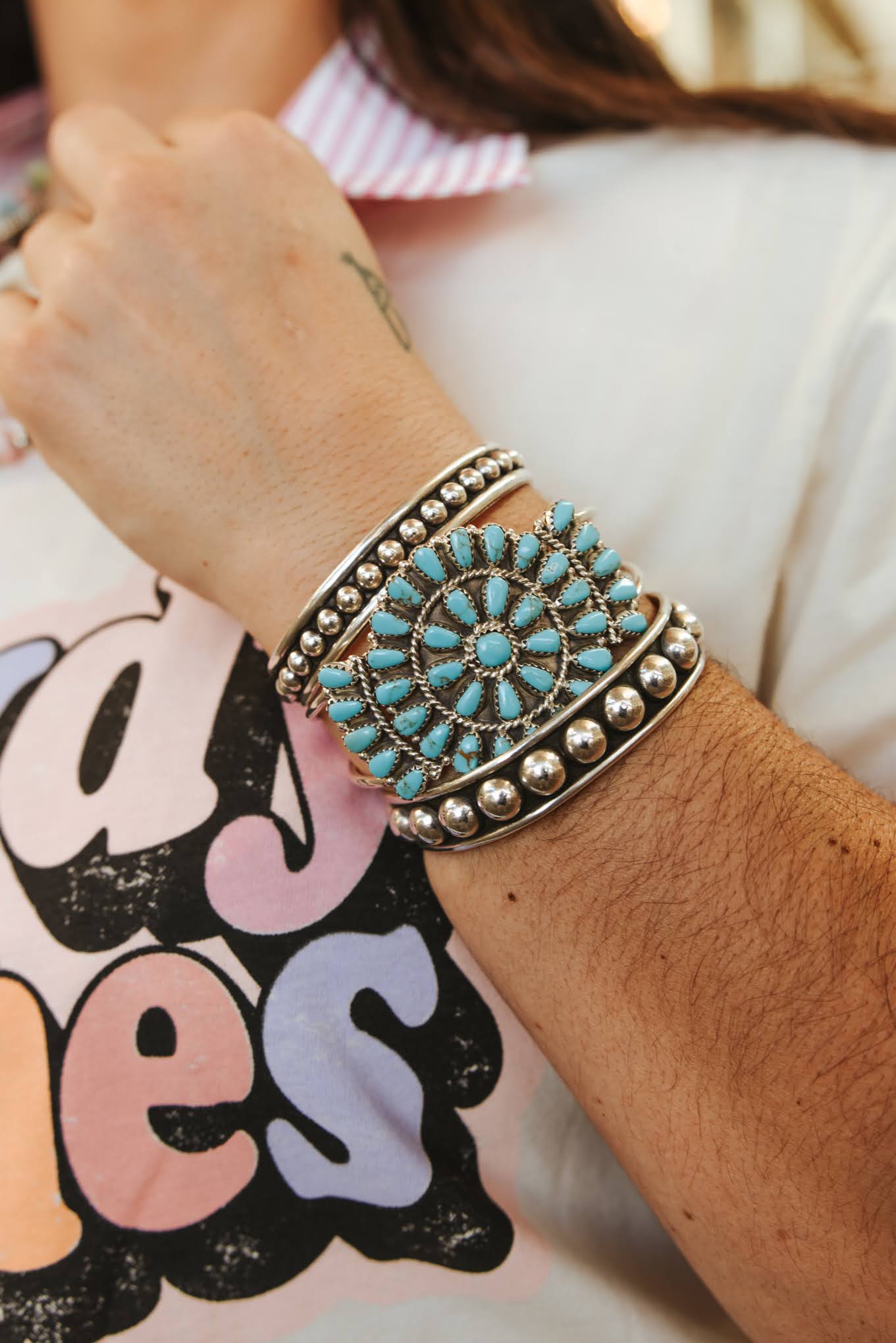 Turquoise Floral Blossom Cuff Bracelet