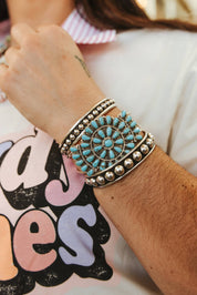 Turquoise Floral Blossom Cuff Bracelet