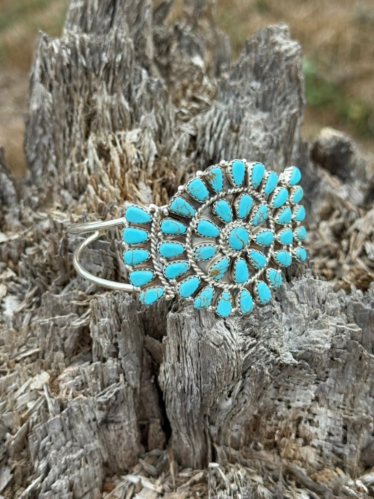 Turquoise Floral Blossom Cuff Bracelet