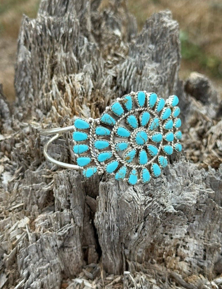 Turquoise Floral Blossom Cuff Bracelet