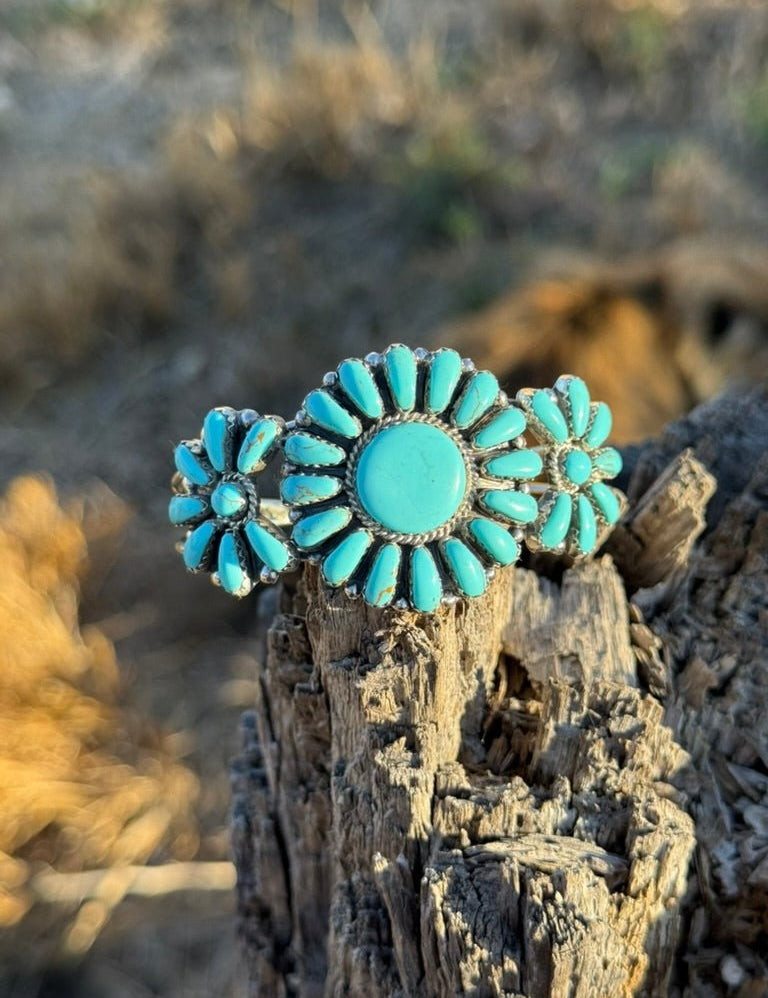 Turquoise Floral Blossom Cuff Bracelet