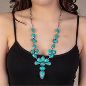 Turquoise Floral Drop Necklace