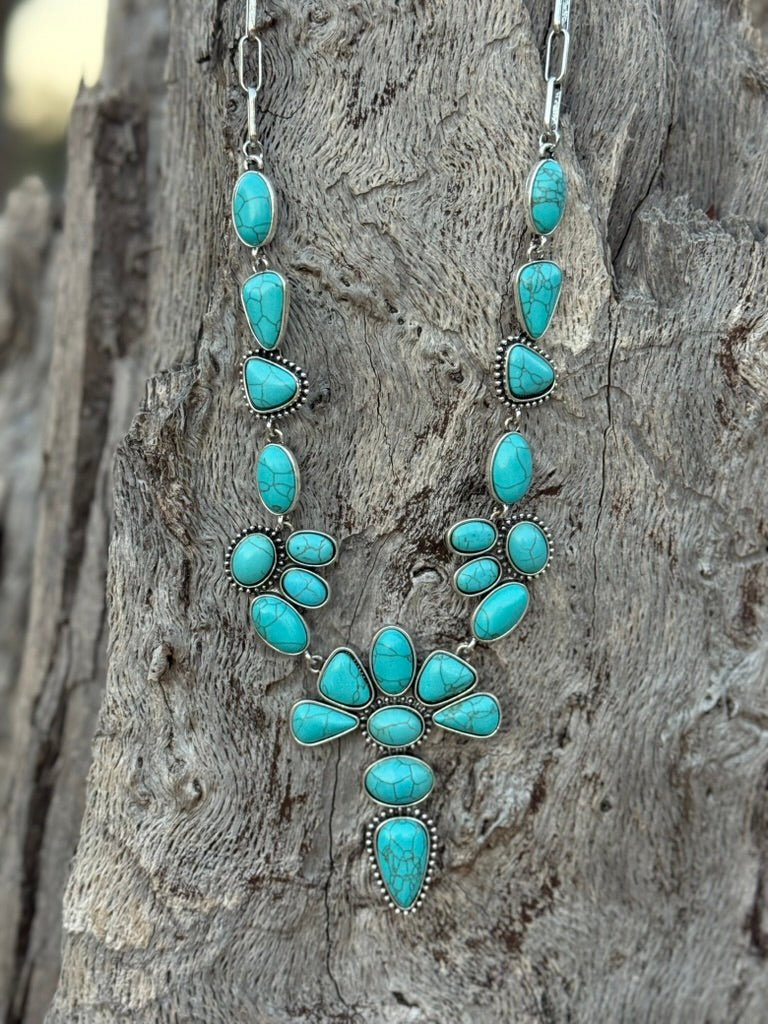 Turquoise Floral Drop Necklace