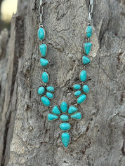Turquoise Floral Drop Necklace