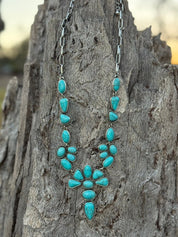 Turquoise Floral Drop Necklace