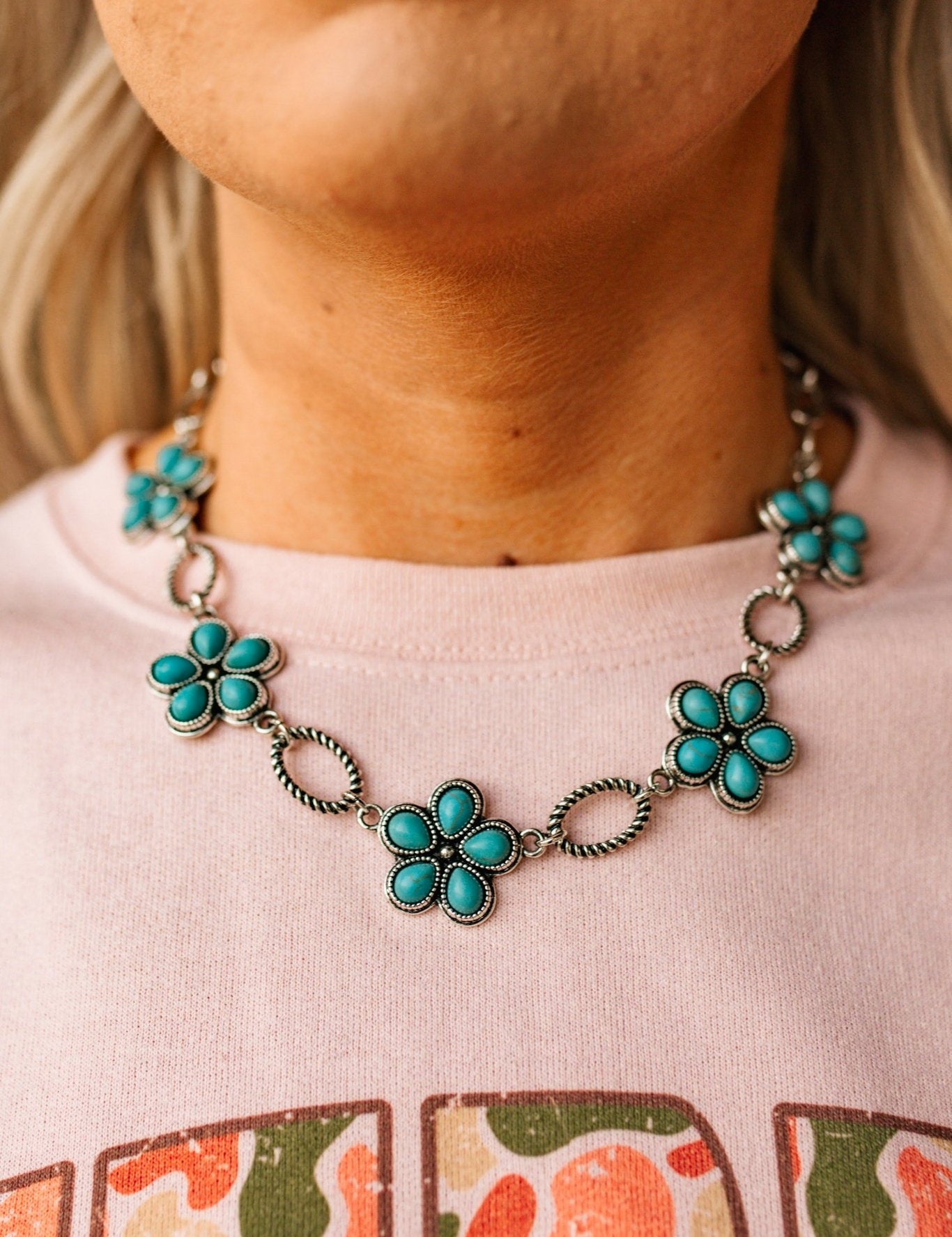 Turquoise Florals Necklace
