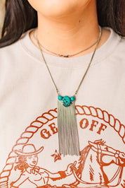 Turquoise Fringe Tassel Necklace