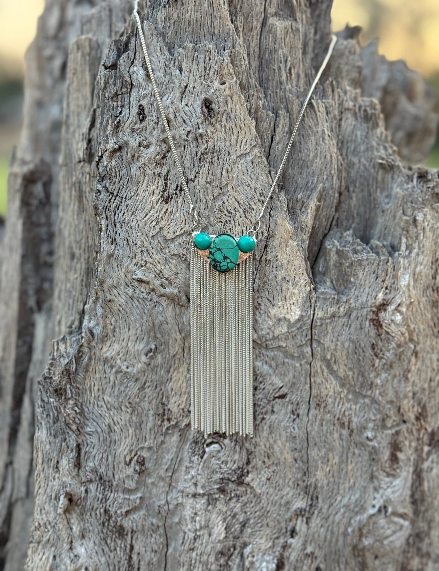 Turquoise Fringe Tassel Necklace