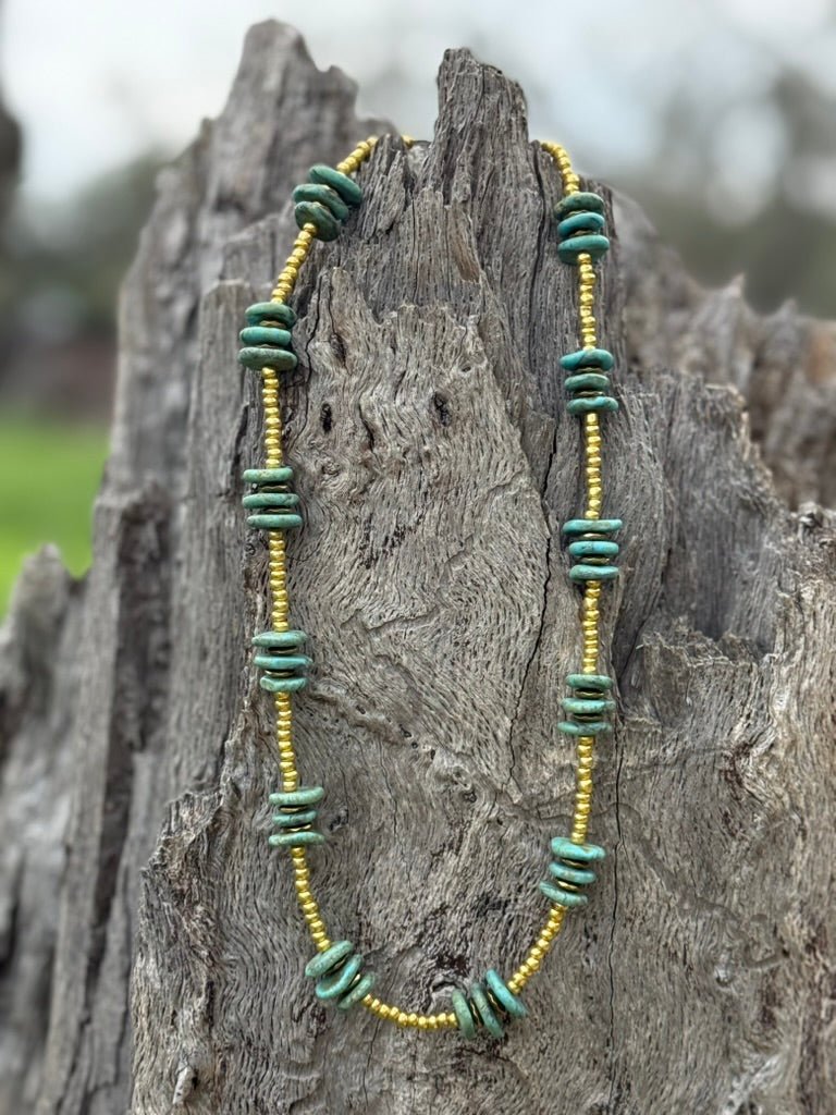 Turquoise Gold Mine Beaded Necklace