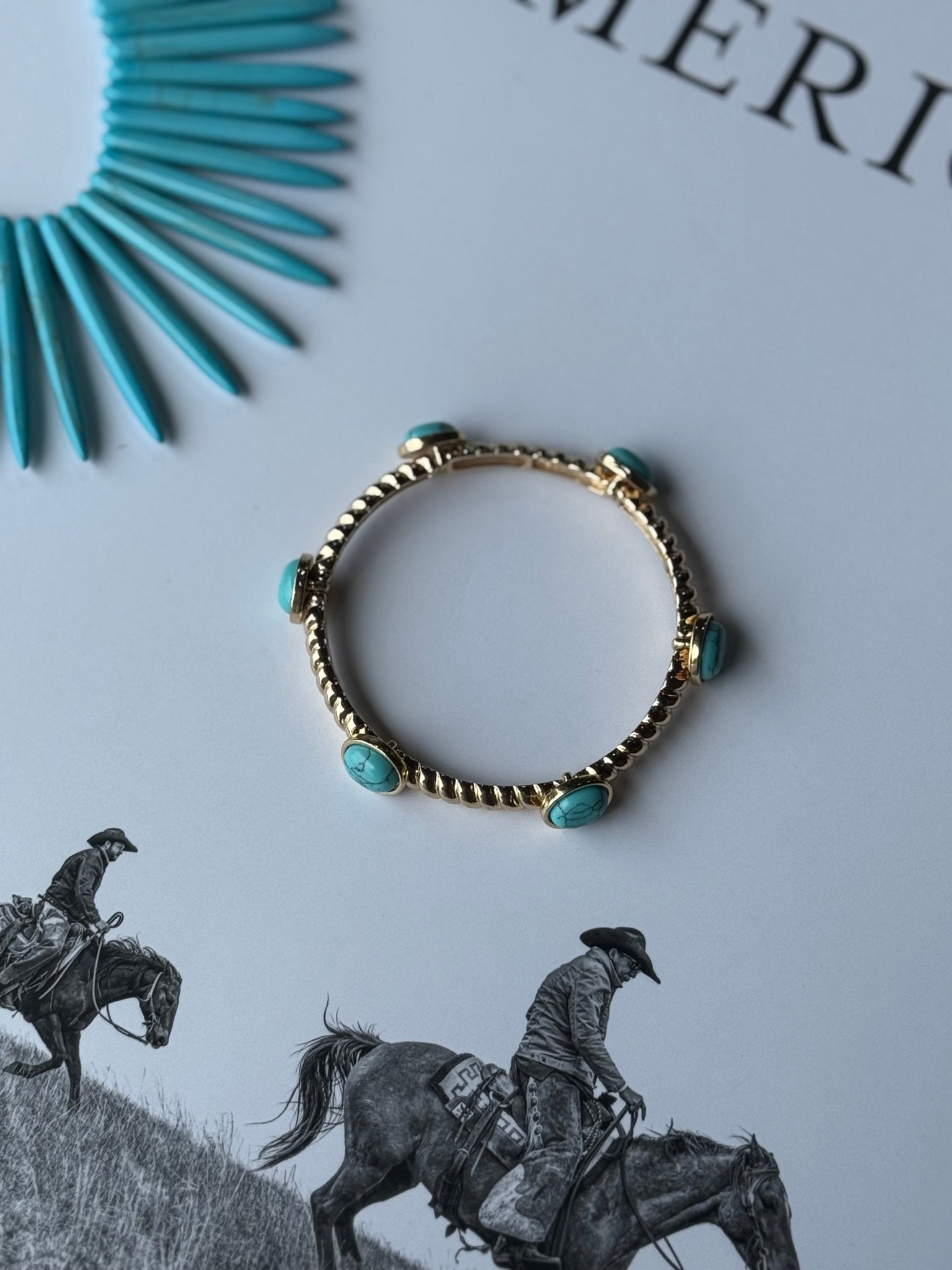 Turquoise Gold Stretch Bracelet