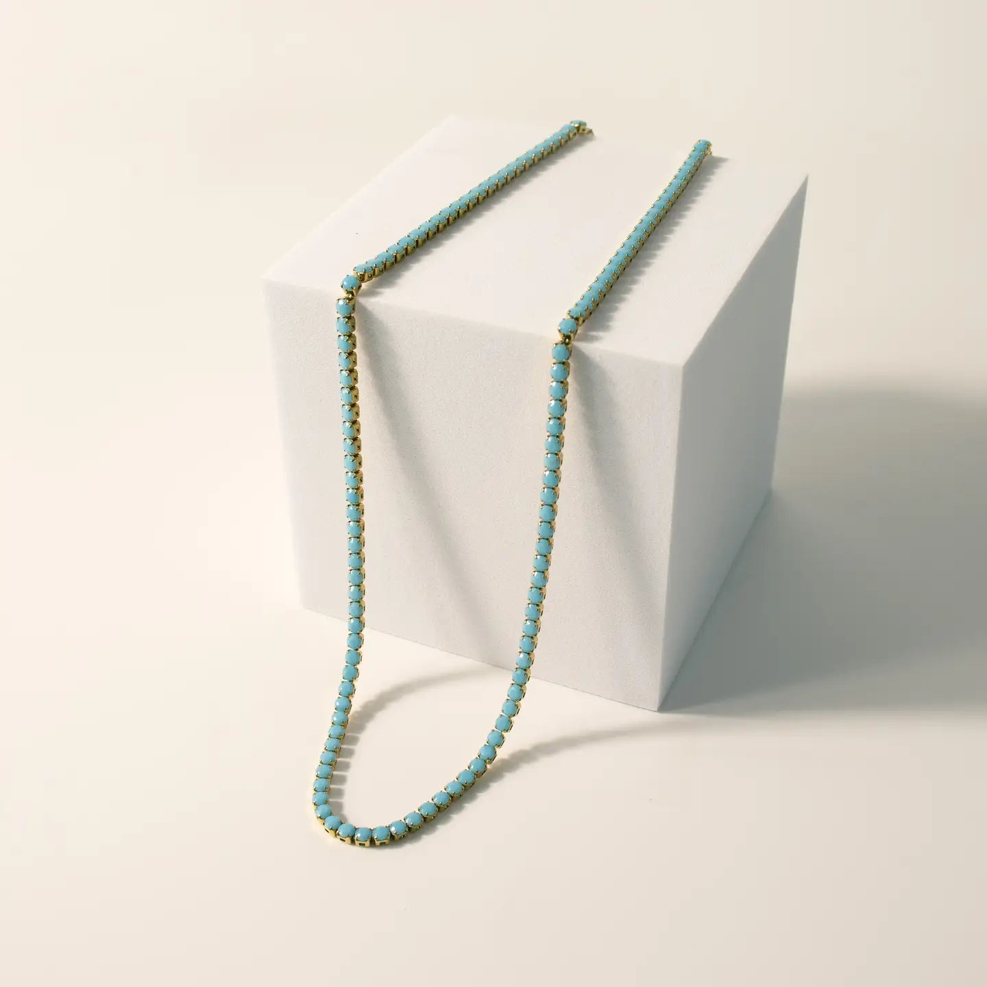 Turquoise Gold Tennis Chain Necklace