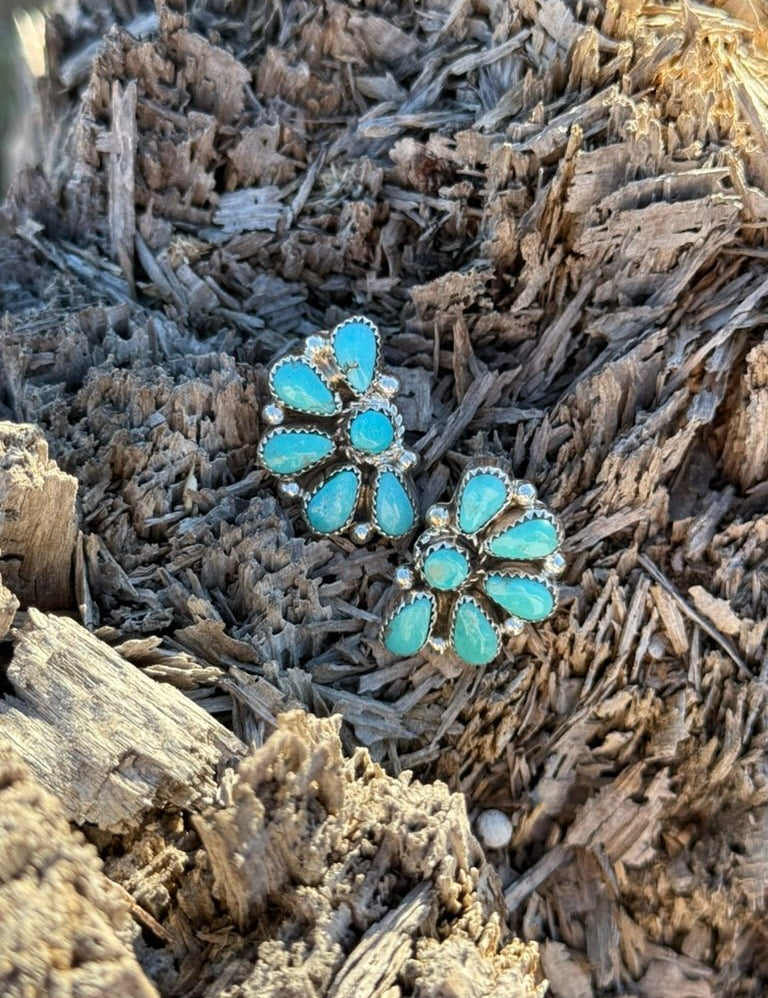 Turquoise Half Cluster Earrings
