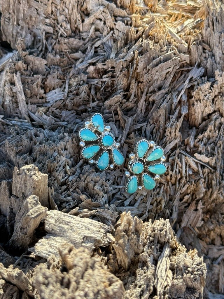 Turquoise Half Cluster Earrings