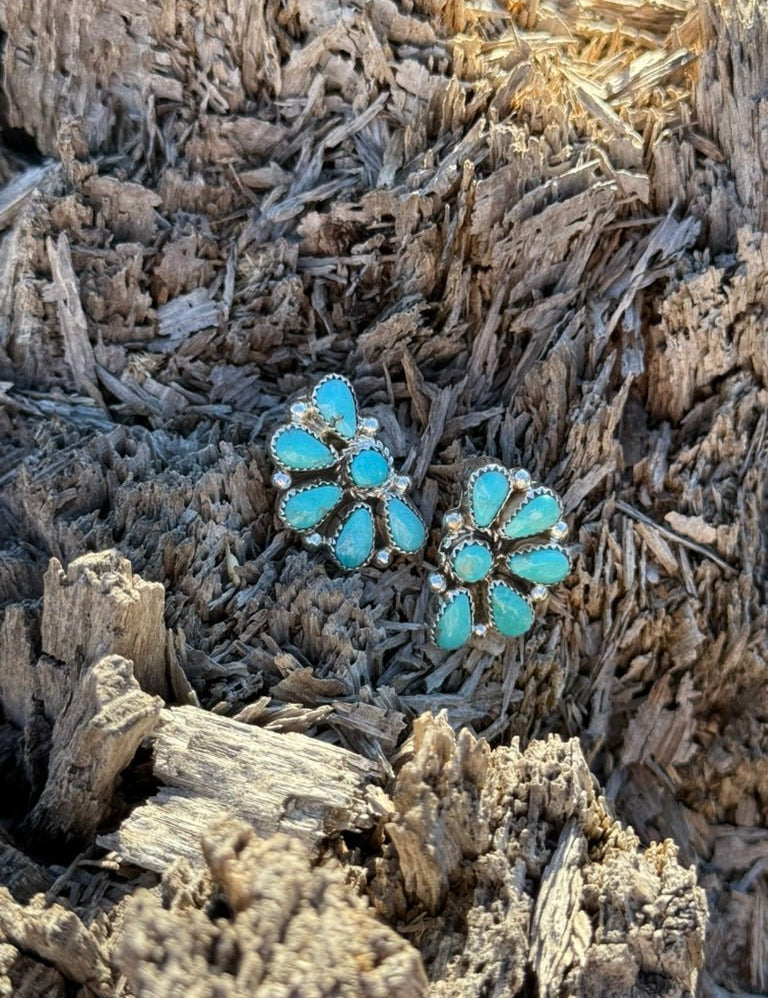 Turquoise Half Cluster Earrings