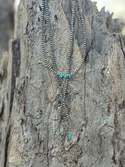 Turquoise Heart Beaded Tassel Necklace