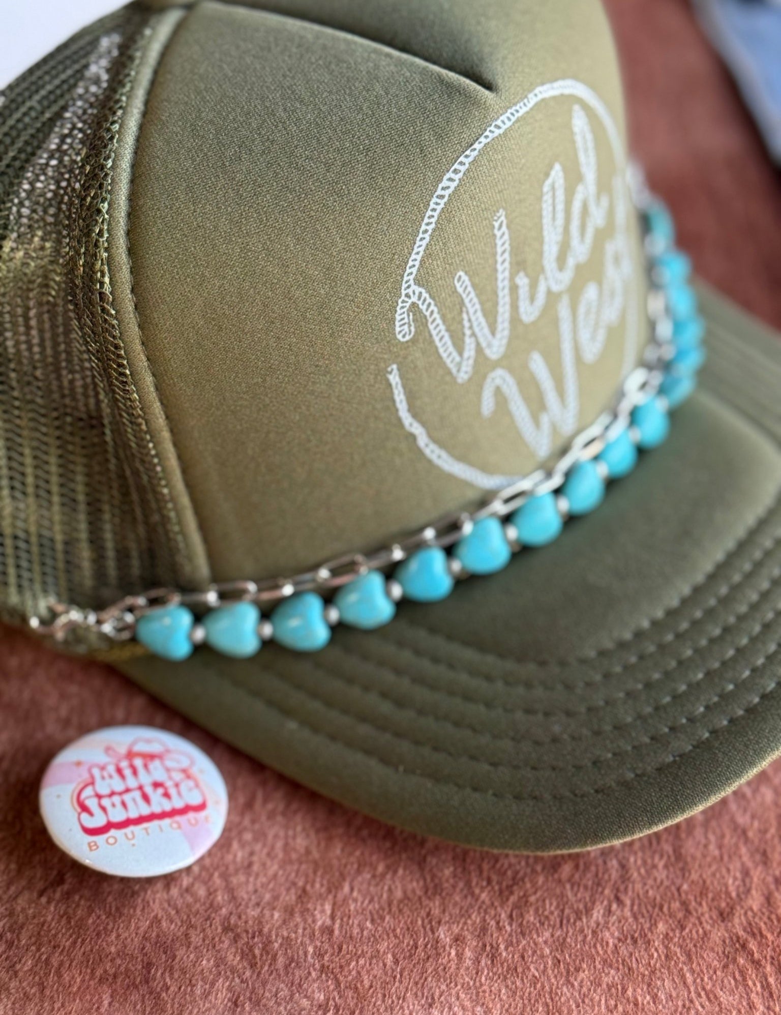 Turquoise Heart Double Trucker Hat Chain