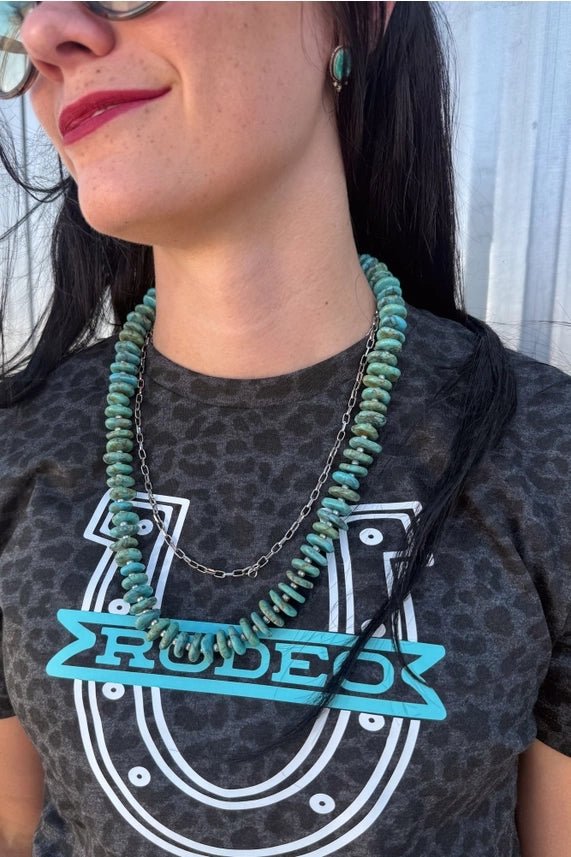 Turquoise Heishi Silver Beaded Necklace