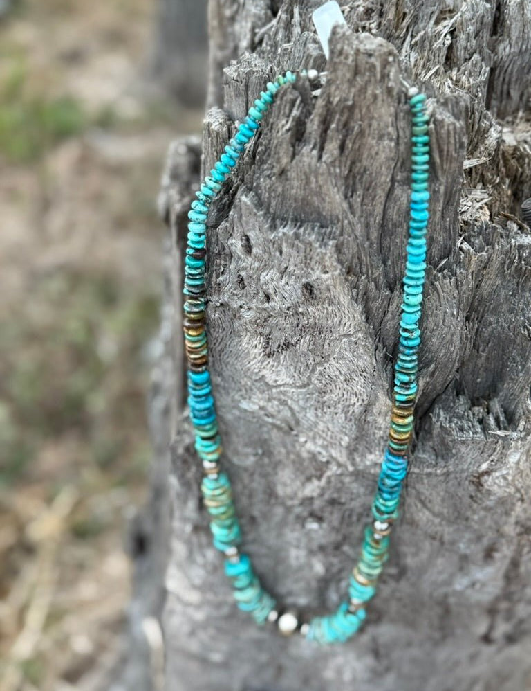 Turquoise Horizon Beaded Heishi Necklace