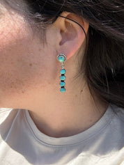 Turquoise Horizon Stacked Dangle Earrings