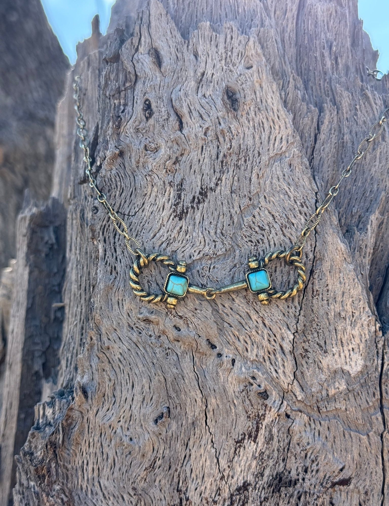 Turquoise Horse Bit Chain Necklace