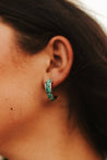Turquoise Inlay Stone Hoops