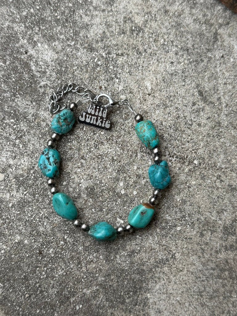 Turquoise Nugget Beaded Bracelet