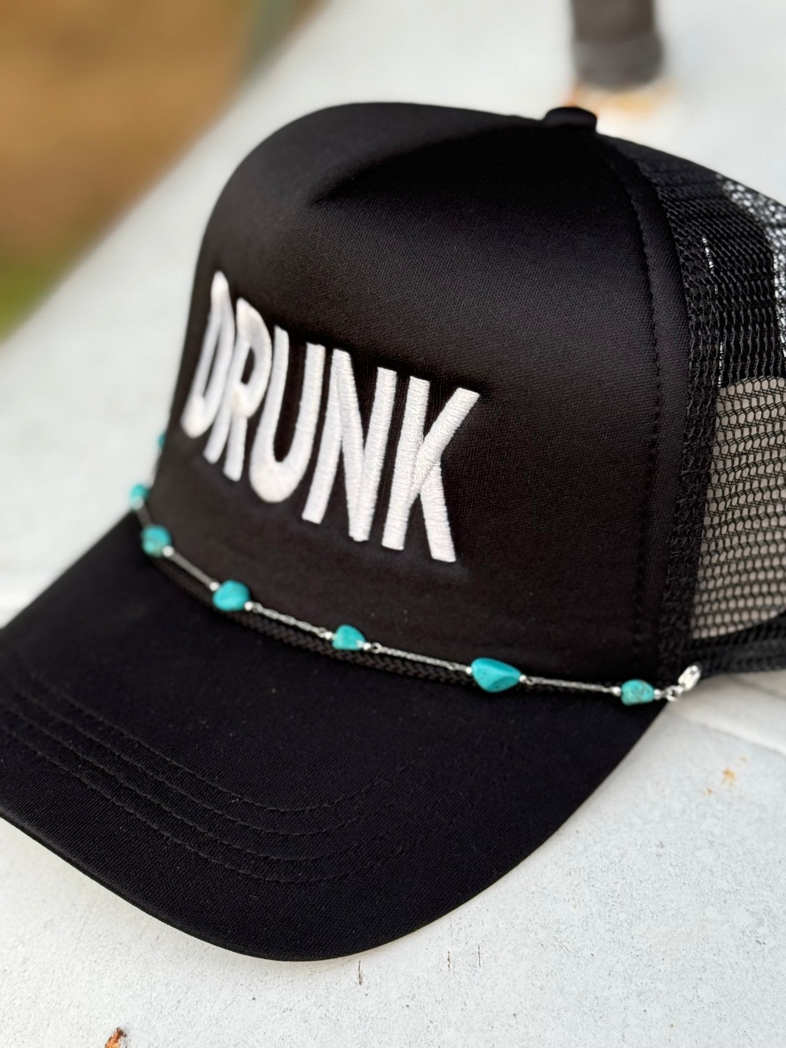 Turquoise Nuggets Stainless Steel Trucker Hat Chain